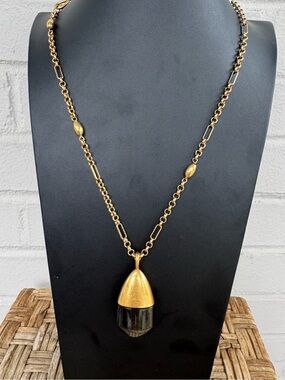 Kendra Scott Frieda Gold Long Pendant Necklace Gold & Gold Sheen Black Obsidian